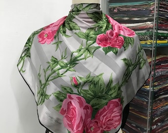 Szal z jedwabiu Lecoanet Hemant w stylu vintage, szalik z jedwabiu w stylu vintage, szalik z jedwabiu w stylu vintage z lat 80., klasyczny szalik jedwabny w stylu vintage, szal w stylu vintage z lat 80.