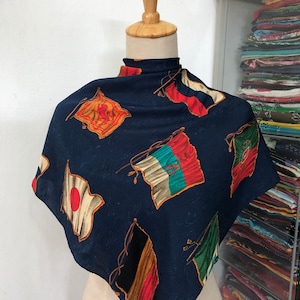 Vintage Silk Scarf, Twill Silk Scarf, Vintage Silk Muffler, Vintage Neck Scarf, Vintage Neck Accessories, Vintage Italian Silk Scarf,