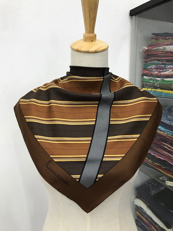Sciarpa Quadrata 68x68cm In Raso Di Poliestere, Stampa Stirrup Vintage, Multifunzione