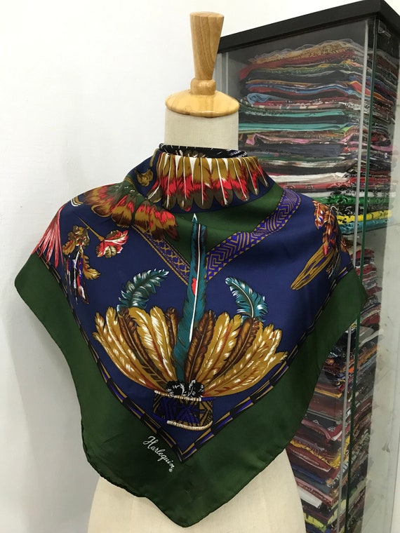 Vintage Harlequin Silk Scarf, Vintage Silk Neck Scarf, Vintage 80s Silk Muffler, Vintage Classic Silky Scarf, Vintage 80s Shawl,