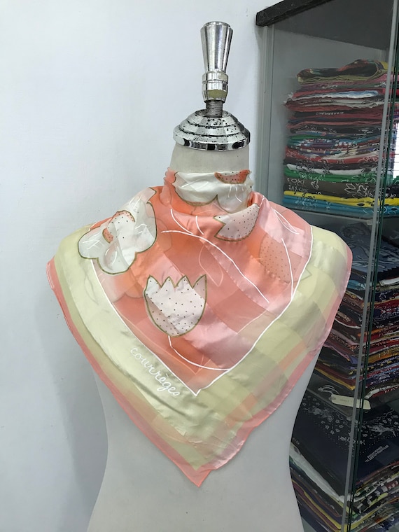 Vintage Courreges Silk Scarf Courreges Square Sca… - image 1