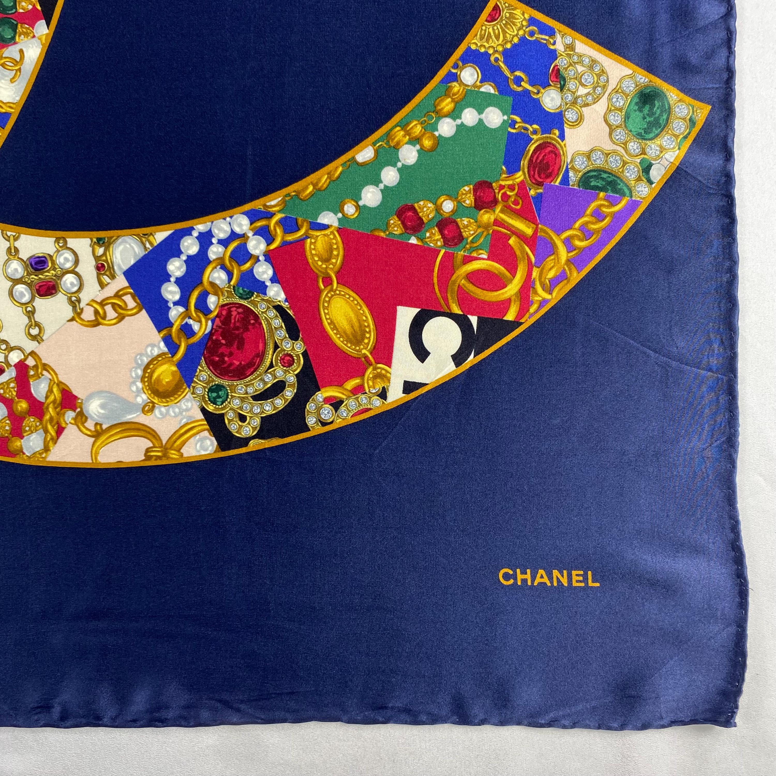 Vintage Chanel Silk Scarf , Chanel Silk Muffler, Vintage