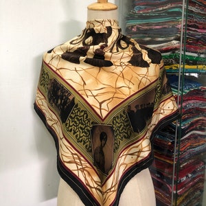 Vintage Silk Scarf, Twill Silk Scarf, Vintage Silk Muffler, Vintage Neck Scarf, Vintage Neck Accessories, Vintage Italian Silk Scarf,