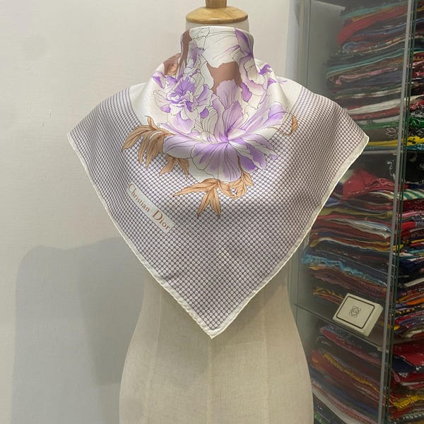 Vintage Christian Dior Silk Scarf Christian Dior Shawl Dior Silk Muffler Christian Dior Silk Head Scarf Vintage Dior Scarf Dior Neck Scarf