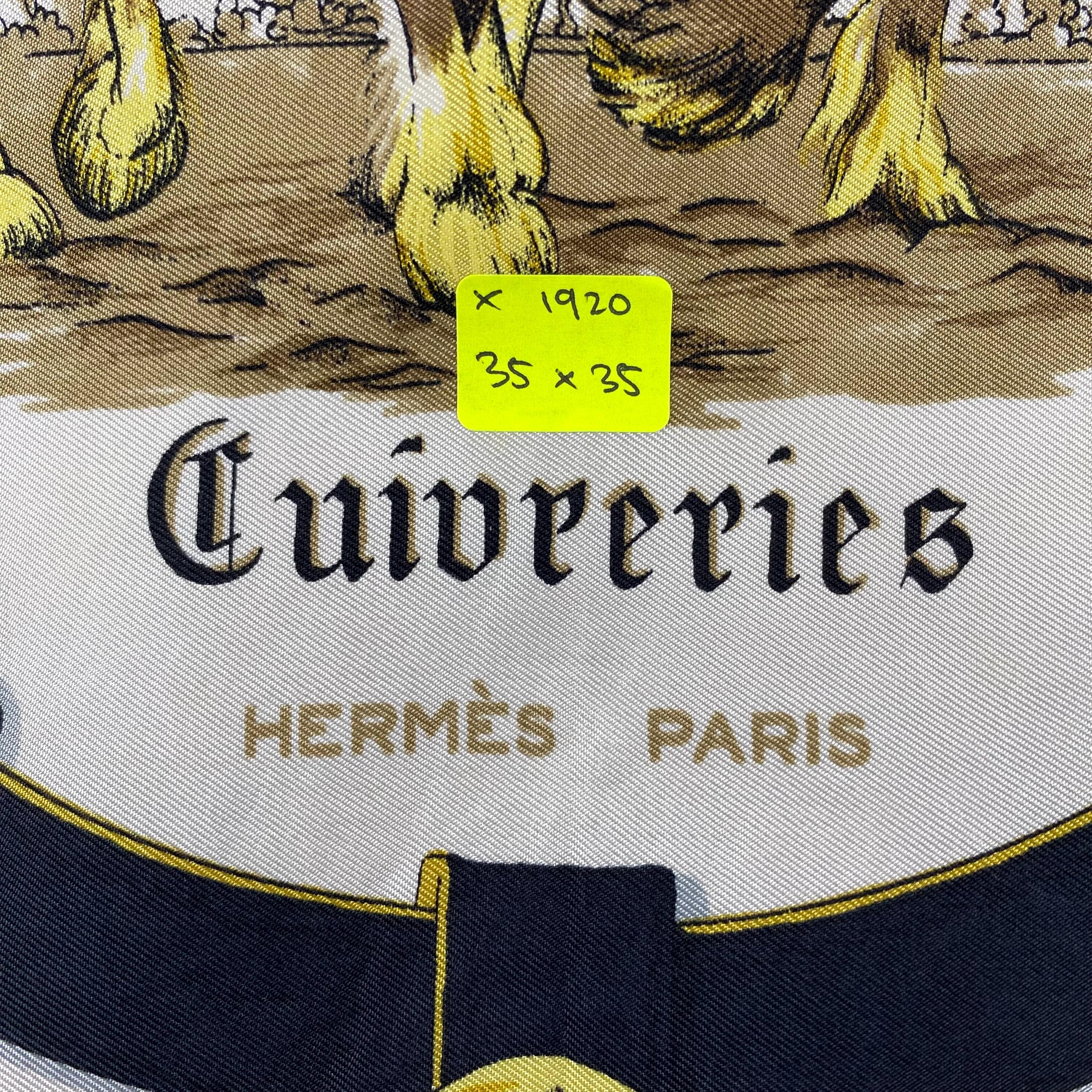 Vintage Hermes Silk Scarf Cuivreries Hermes 34x34 Hermes Silk