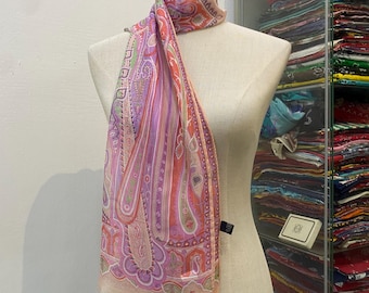Vintage Etro Silk Scarf, Etro Paisley Scarf, Authentic Etro Scarf, Vintage Etro Milano Silk Scarf, Etro Silk Stole, Vintage Etro Flower