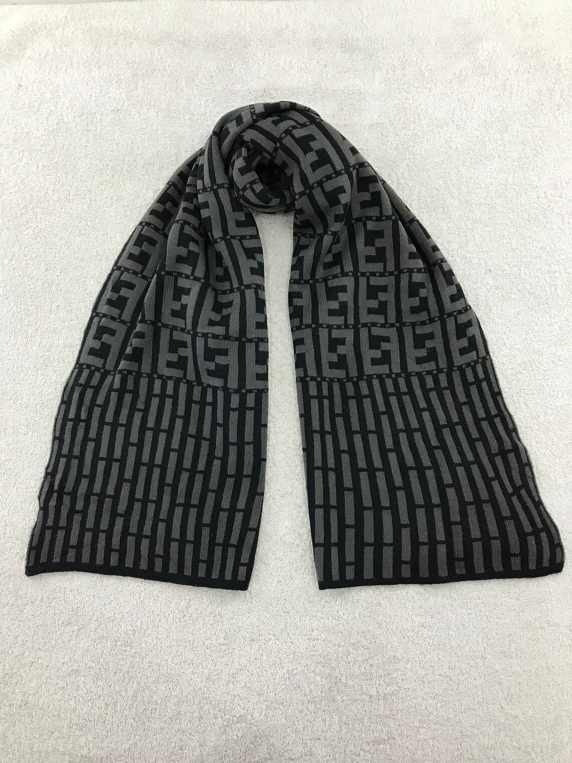 Fendi Inspired Khaki Letter Jacquard Cashmere Scarf