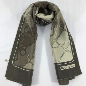 Vintage Celine Silk Scarf, Celine Silk Muffler, Vintage Celine Square Scarf, Vintage Celine Shawl, Celine Silky Scarf