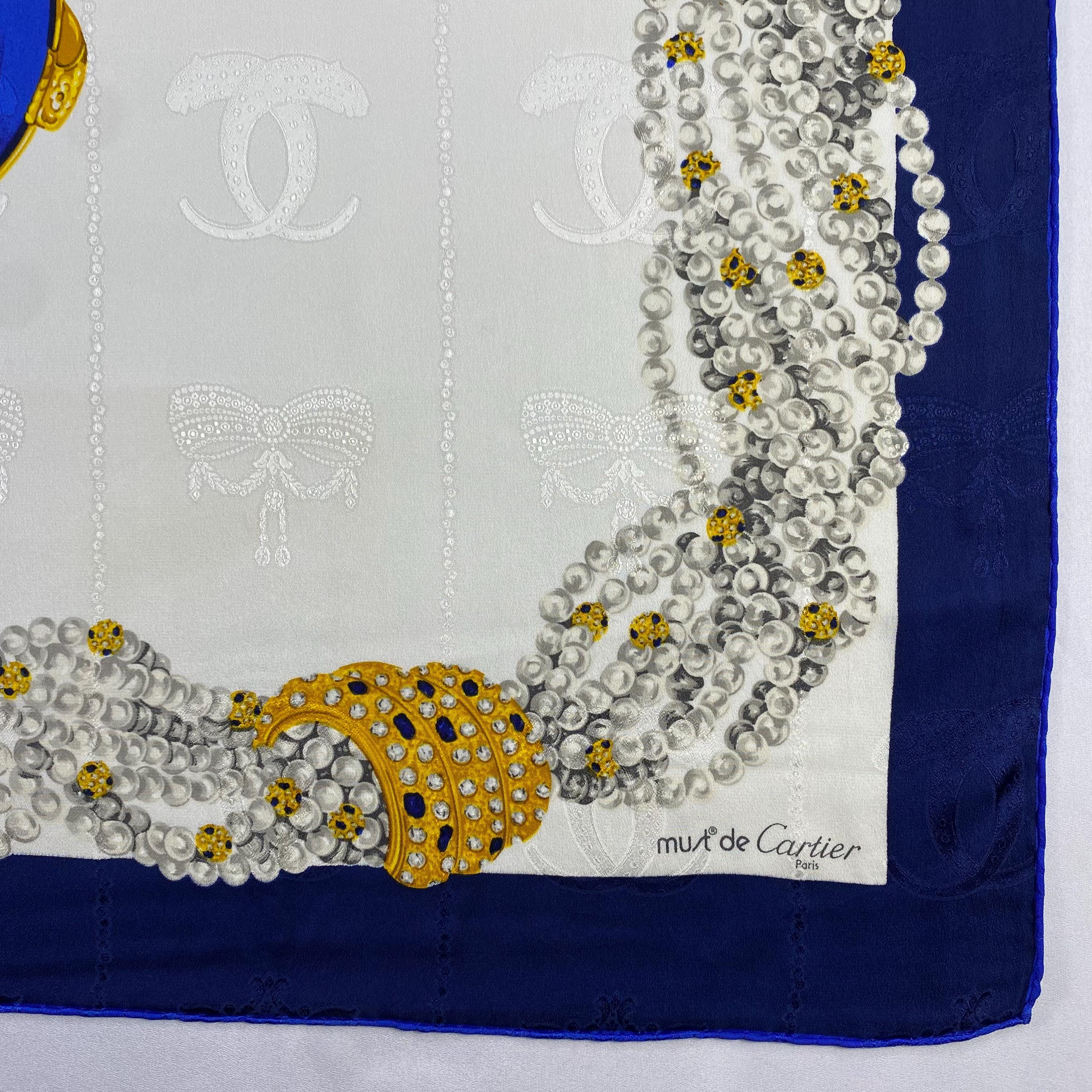 ヴィンテージ カルティエ シルクスカーフ、マスト ドゥ カルティエ