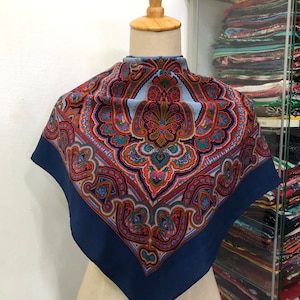 Vintage Silk Scarf, Twill Silk Scarf, Vintage Silk Muffler, Vintage Neck Scarf, Vintage Neck Accessories, Vintage Italian Silk Scarf,