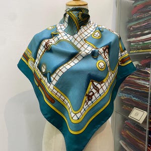 Vintage Hermes Camails Silk Scarf Vintage Green Hermes Scarf Hermes Square Scarf Hermes 34x34 Vintage Hermes Silk Neck Scarf