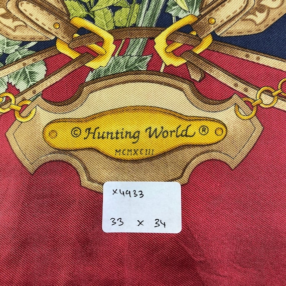Vintage Hunting World Silk Scarf, Vintage Silk Ne… - image 9