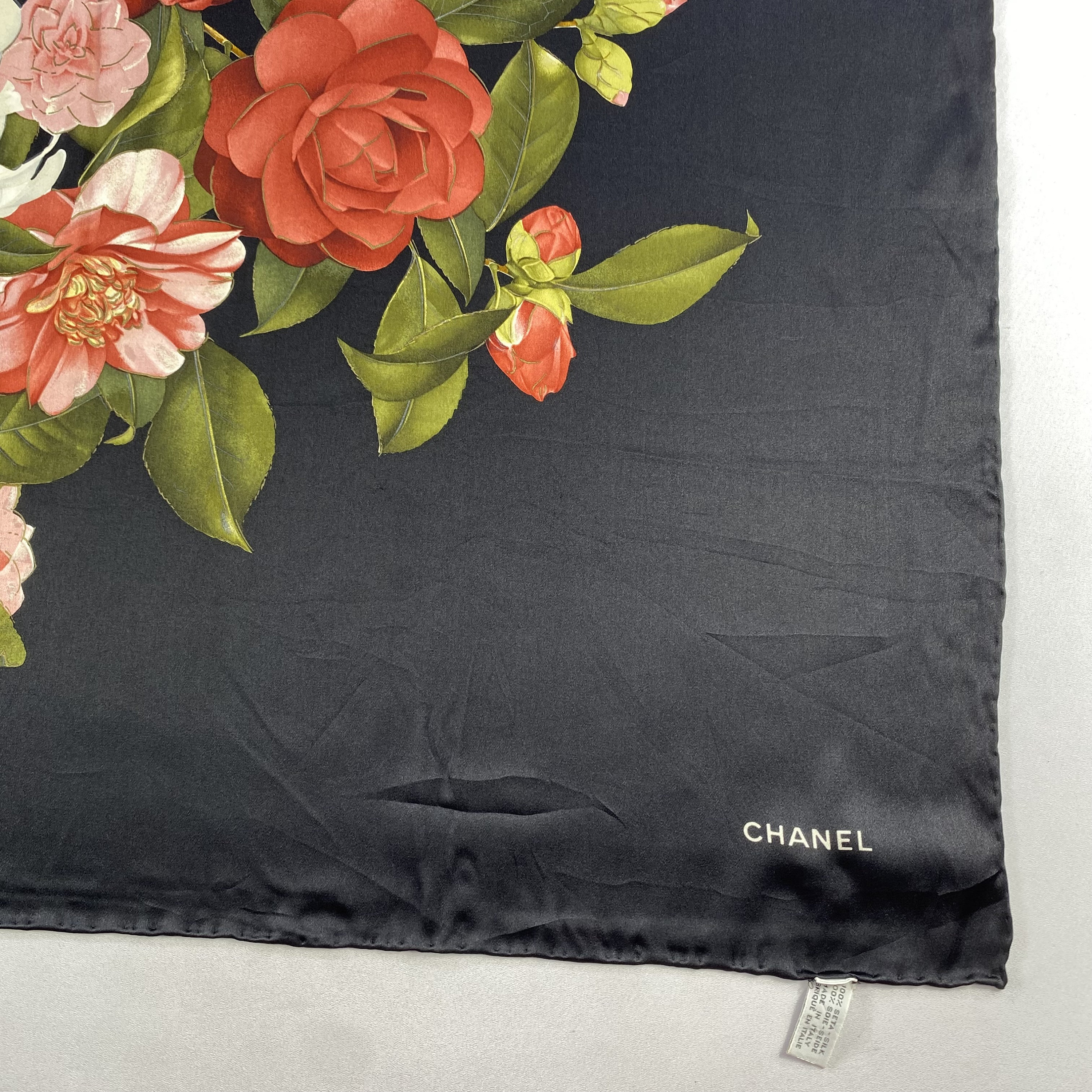 Vintage Chanel Silk Scarf , Chanel Silk Muffler, Vintage