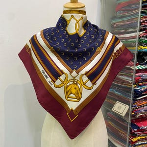 Vintage Celine Silk Scarf, Celine Silk Muffler, Vintage Celine Square Scarf, Vintage Celine Shawl, Celine Silky Scarf