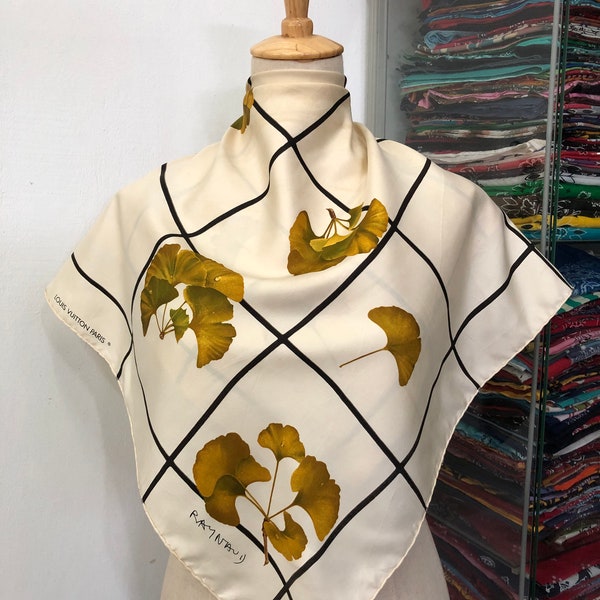 Vintage Louis Vuitton Silk Scarf , Louis Vuitton Silk Muffler, Vintage Louis Vuitton White Scarf, LV Scarf, Vintage LV Paris Scarf