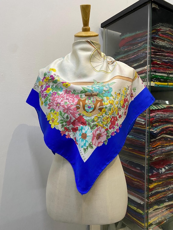 Vintage Gucci Silk Scarf Gucci Silk Muffler Gucci Neck Scarf Gucci