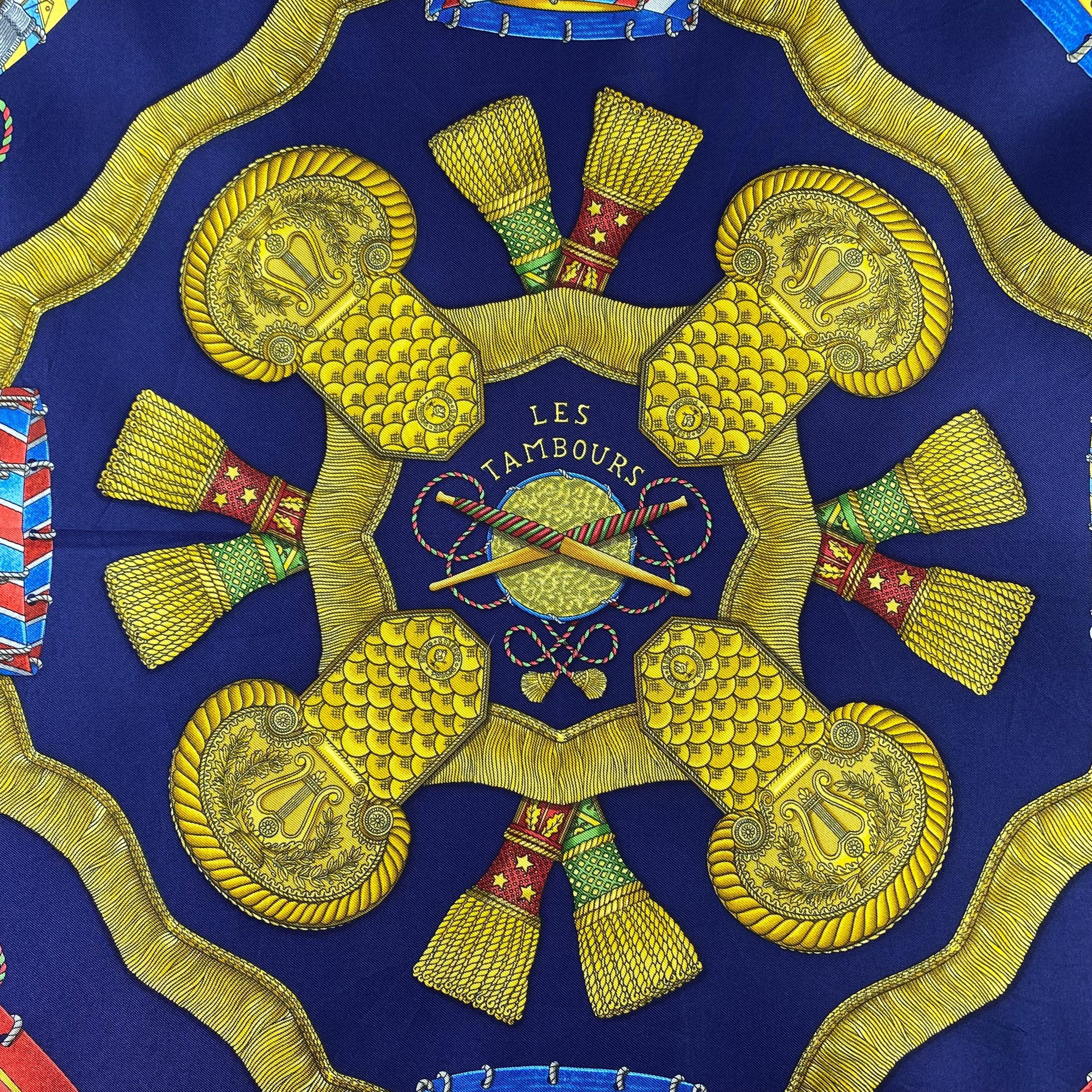 Vintage Hermes Les Tambours Silk Scarf Hermes 34x34 Hermes Silk