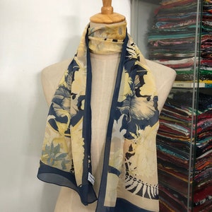 Vintage Salvatore Ferragomo Silk Stole,Salvatore Ferragomo Silk Scarf, Ferragomo Silk Muffler, Salvatore Ferragomo Floral Scarf