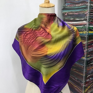 Vintage Multicolor Silk Scarf, Vintage Silk Neck Scarf, Vintage 80s Silk Muffler, Vintage Classic Silky Scarf, Vintage 80s Shawl,