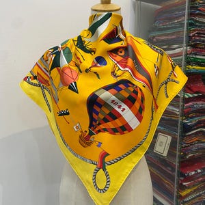 Vintage Hermes Les Folies Du Ciel Silk Scarf Hermes Square Scarf Vintage Hermes Silk Scarf Hermes Square Scarf Vintage Hermes