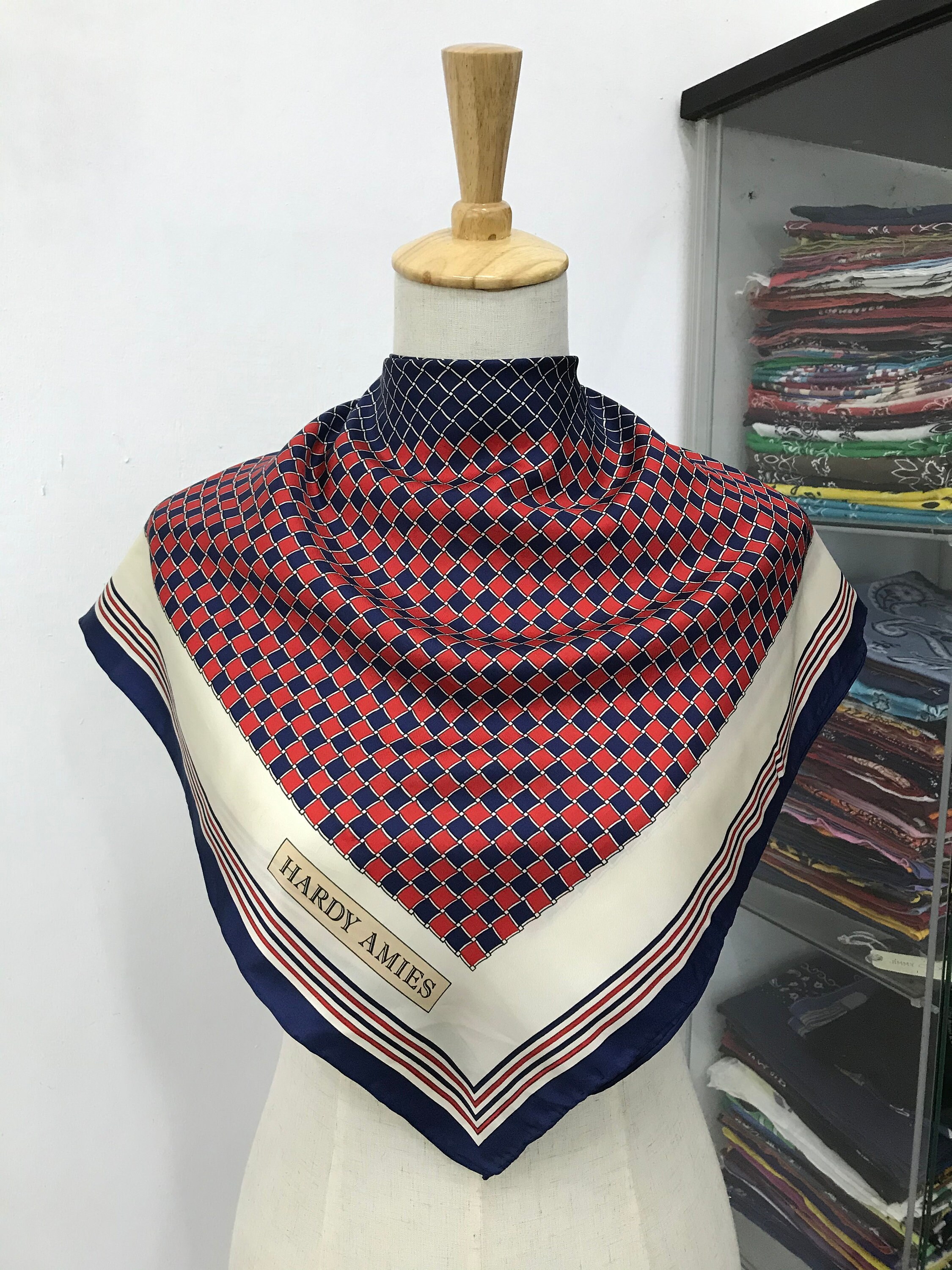 Vintage Hardy Amies Silk Scarf Neckerchief Neckwear Muffler Ribbon  