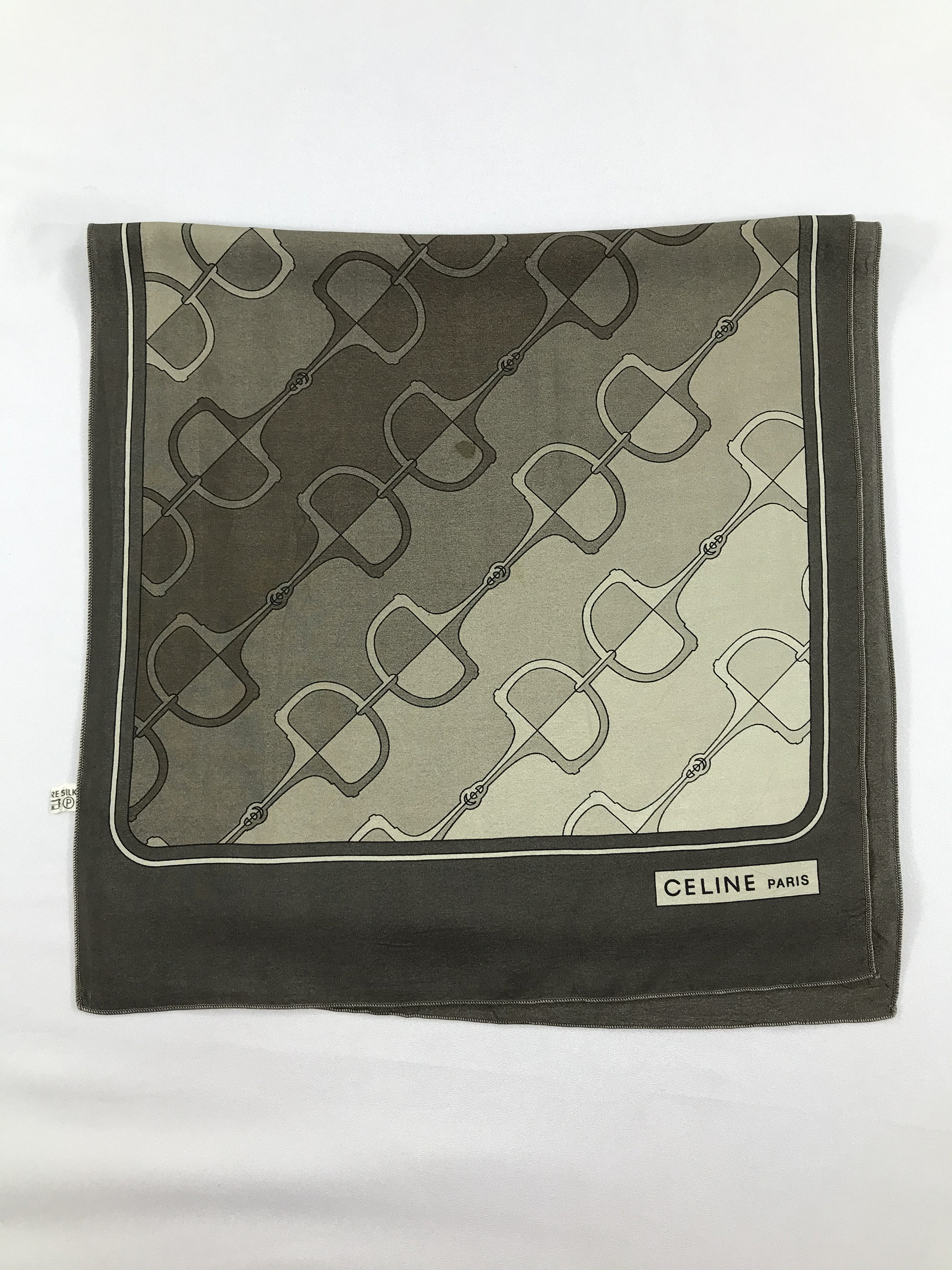 Vintage Celine Silk Scarf, Celine Silk Muffler, Vintage