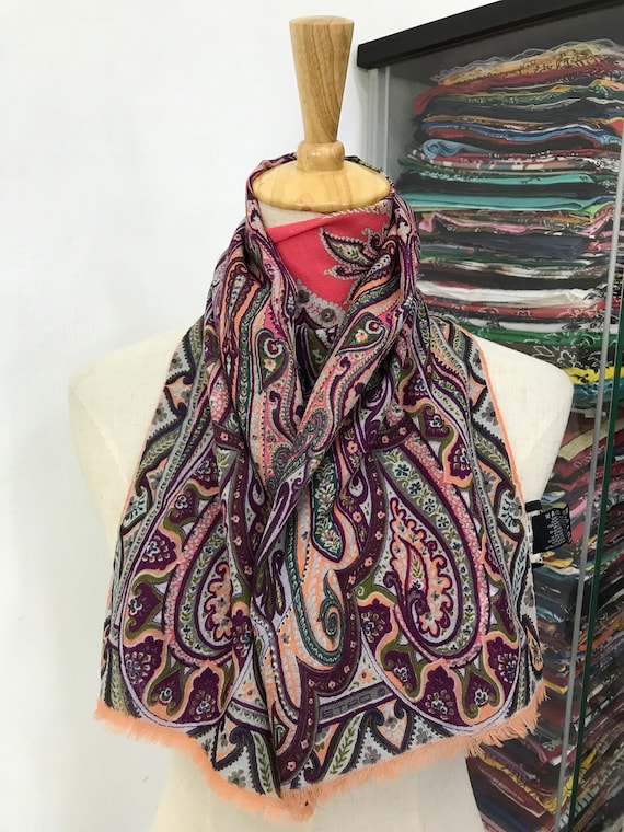 Vintage Etro Silk Scarf Etro Paisley Scarf Authentic Etro -  UK