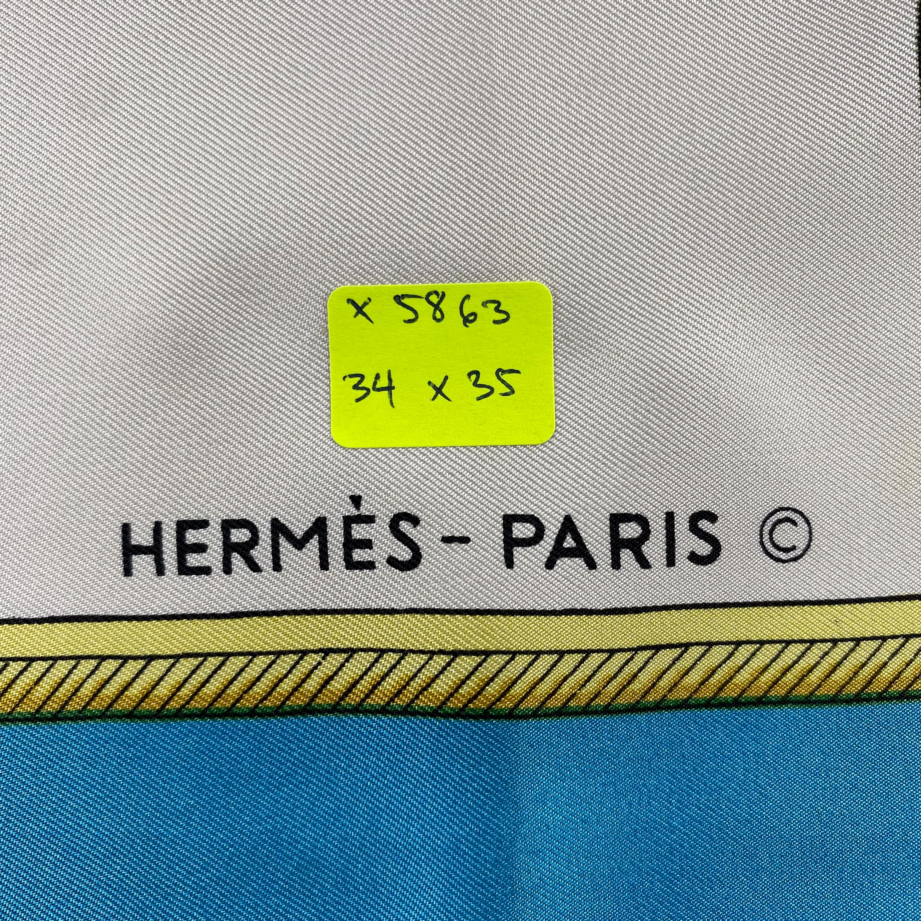 Vintage Hermes Les Voitures Transformation Silk Scarf Hermes 34x34