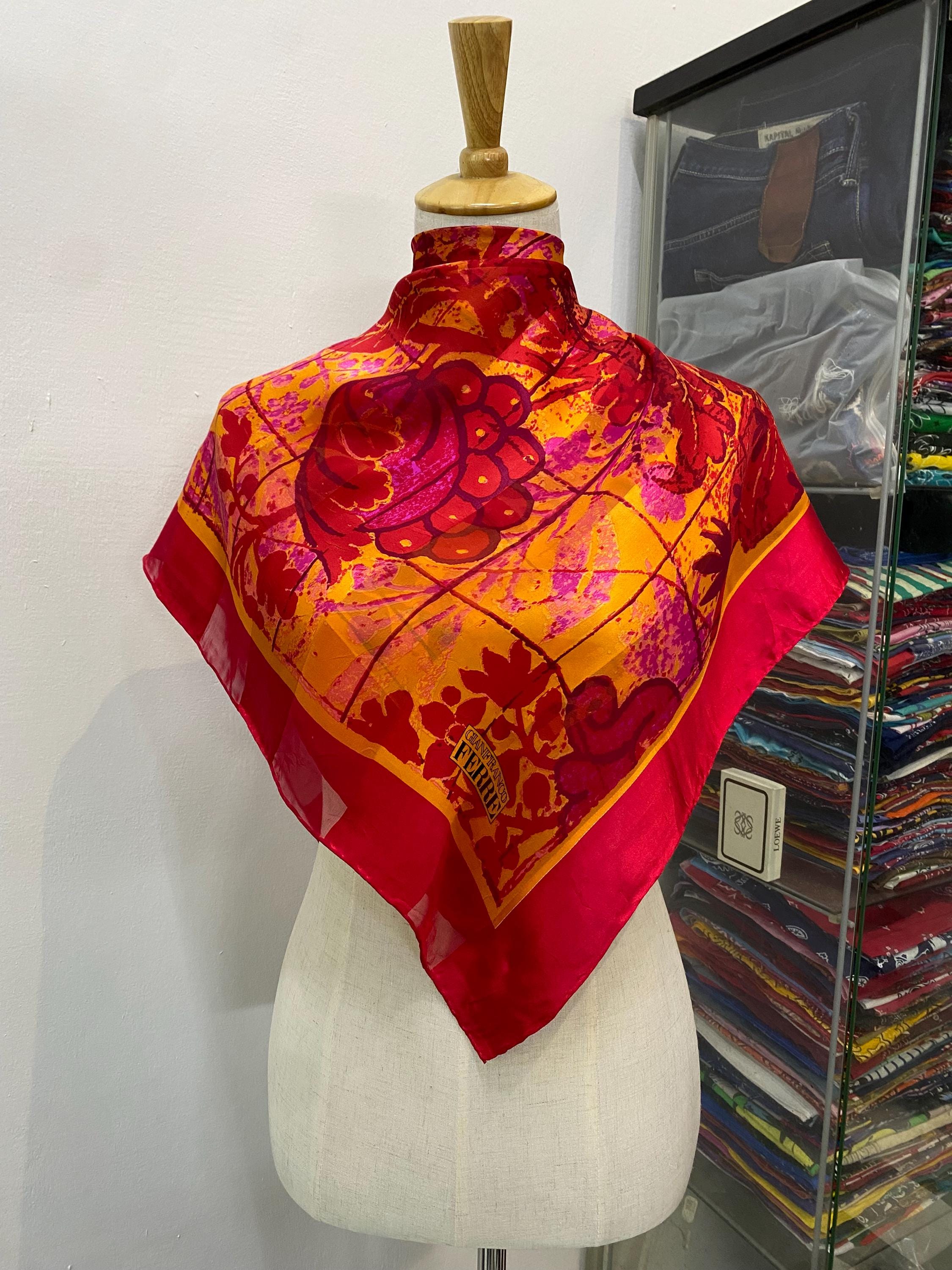 Buy Vintage Gianfranco Ferre Scarf, Twill Silk Scarf, Vintage Silk