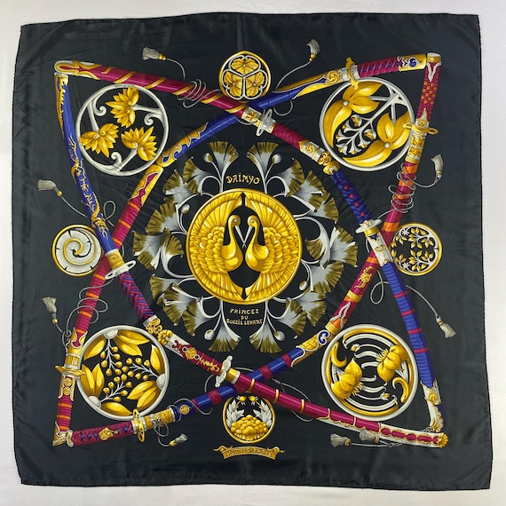 Vintage Hermes Daimyo, Princes Du Soleil Levant Silk Scarf Hermes