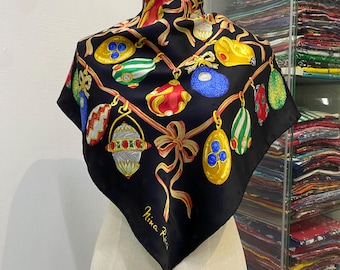 Vintage Nina Ricci Silk Scarf Nina Ricci Silk Shawl Nina Ricci Silk Muffler Vintage Nina Ricci Silk Neck Scarf Nina Ricci Foulards