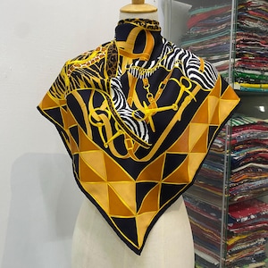 Vintage Gucci Silk Scarf Gucci Silk Muffler Gucci Neck Scarf Gucci Foulards Gucci Square Scarf Gucci Blue Scarf Gucci Flower Scarf