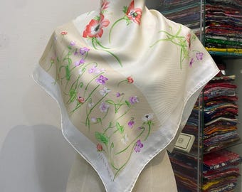 Vintage Nina Ricci Silk Scarf Nina Ricci Silk Shawl Nina Ricci Silk Muffler Vintage Nina Ricci Silk Neck Scarf Nina Ricci Foulards