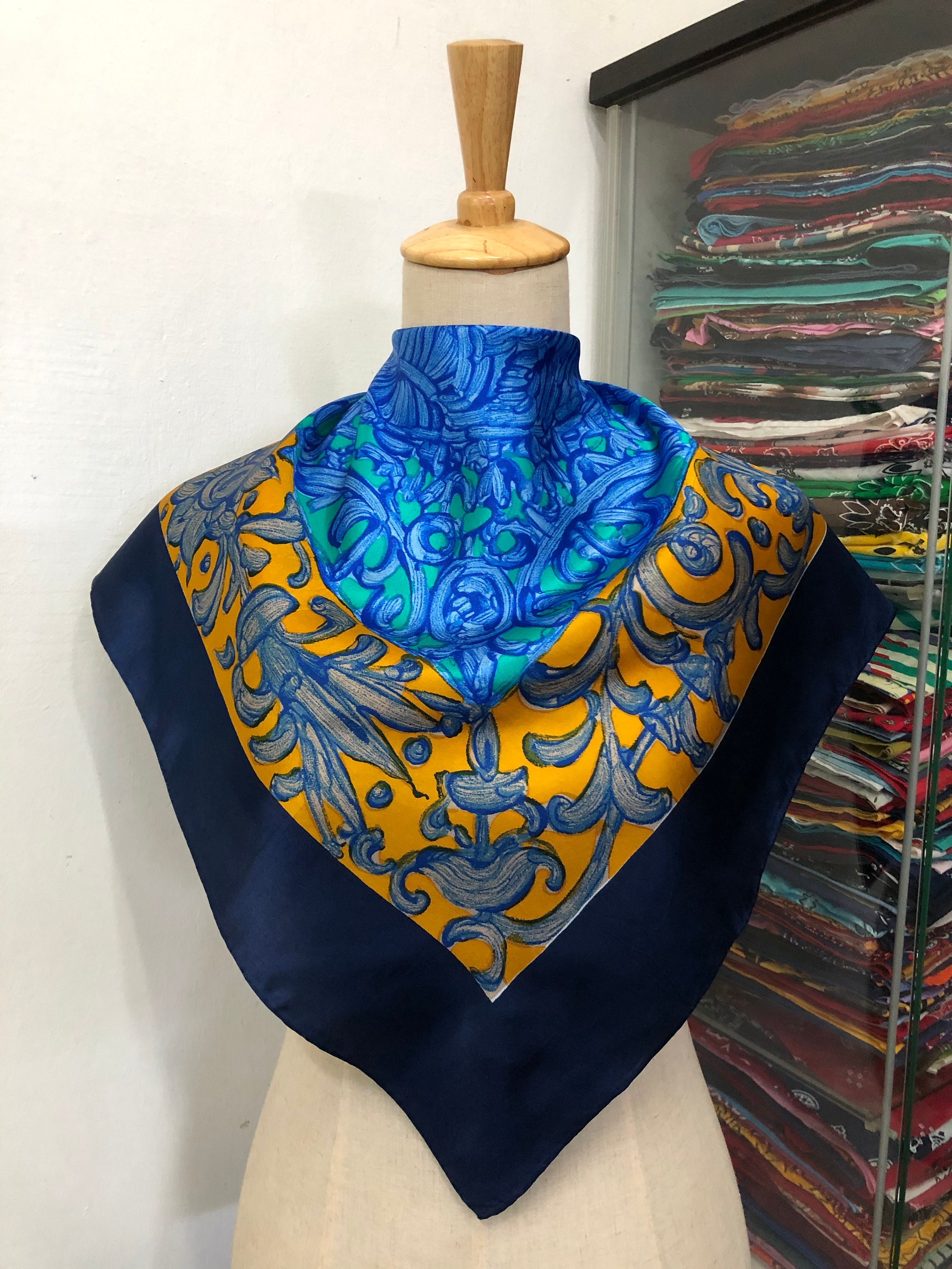 Vintage Silk Scarf, Twill Silk Scarf, Vintage Silk Muffler