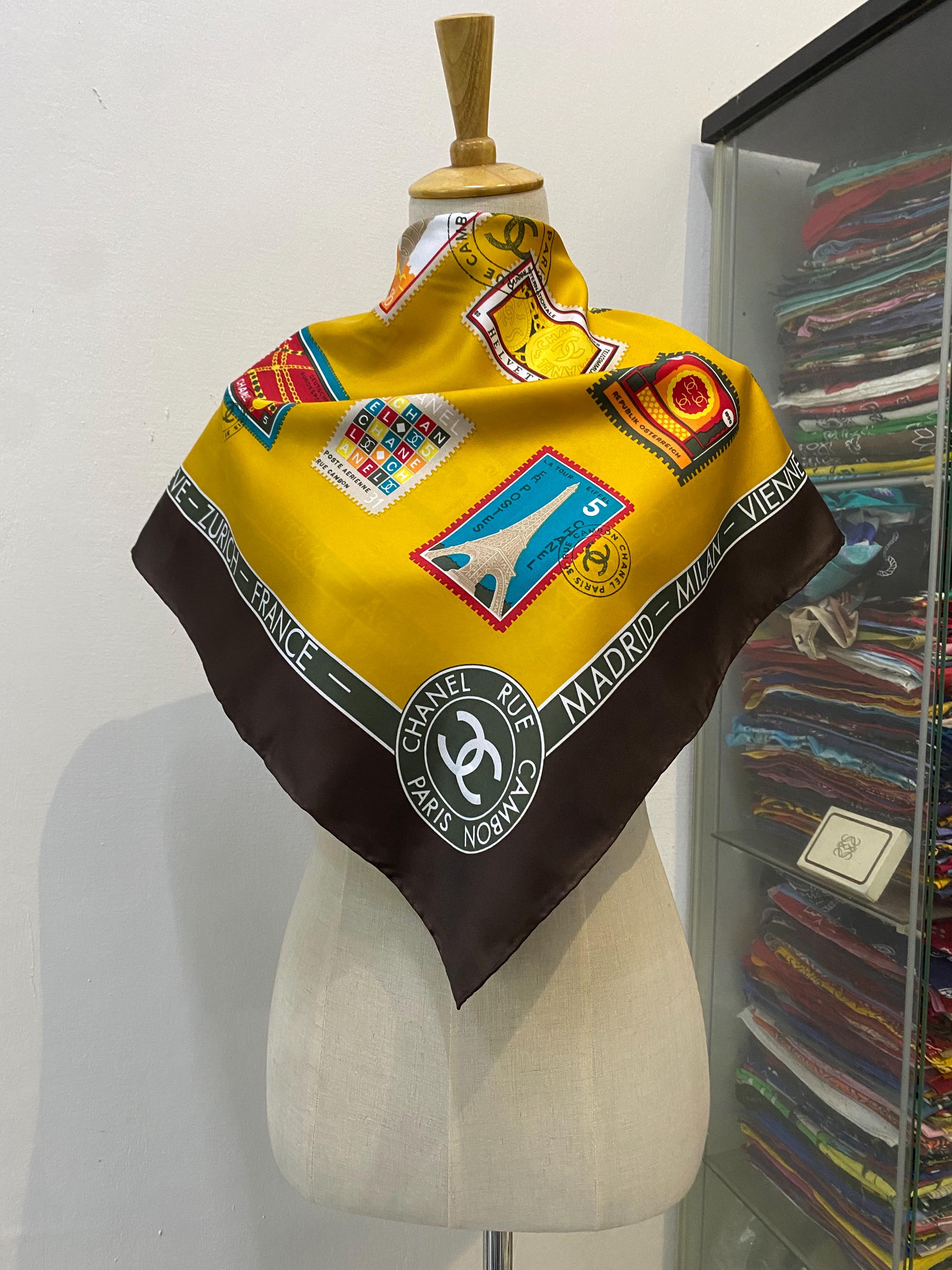 Vintage Chanel Silk Scarf , Chanel Silk Muffler, Vintage Chanel