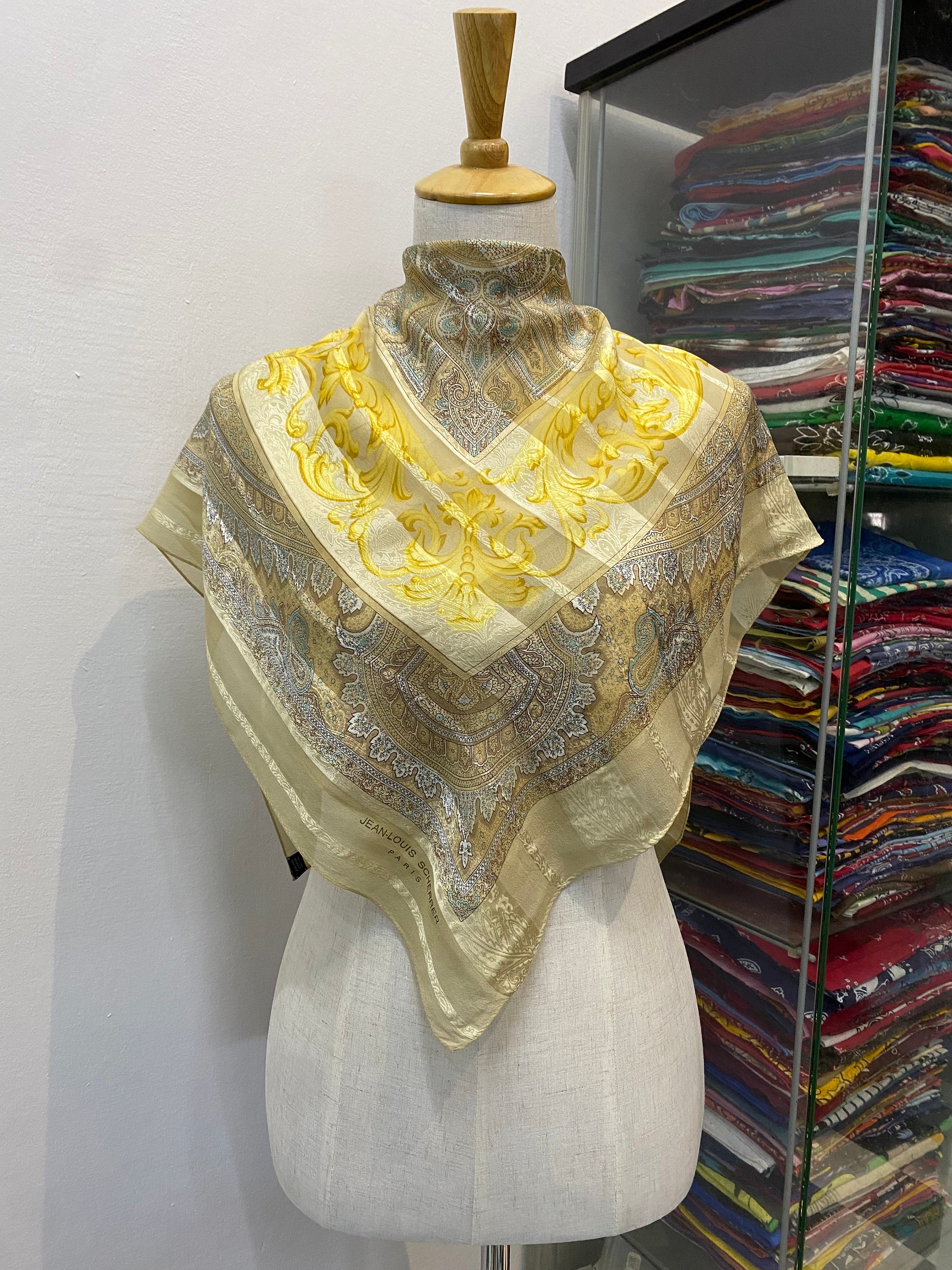 Vintage Jean Louis Scherrer Silk Scarf, Jean Louis Scherrer Silk