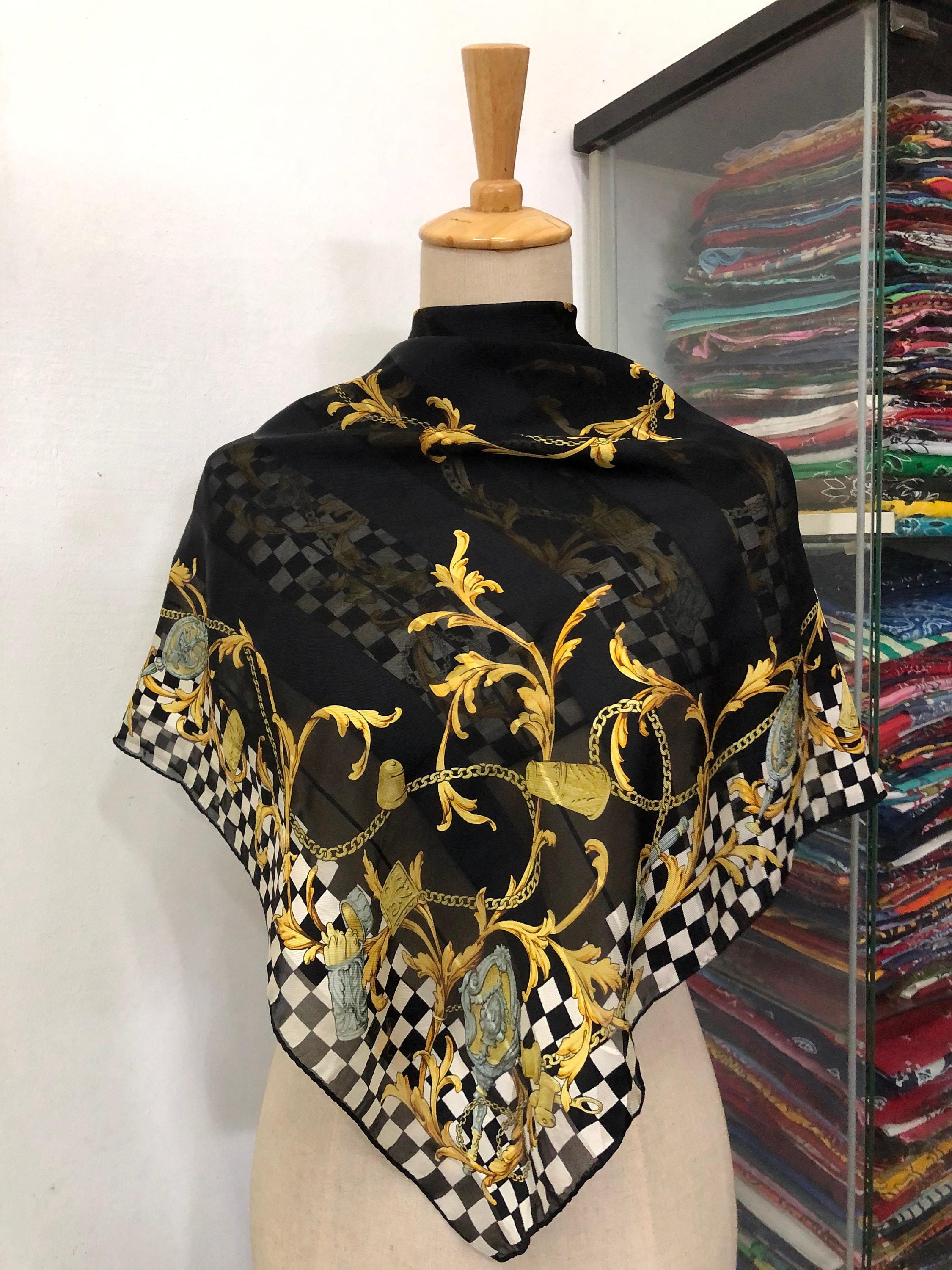 Vintage Silk Scarf, Twill Silk Scarf, Vintage Silk Muffler