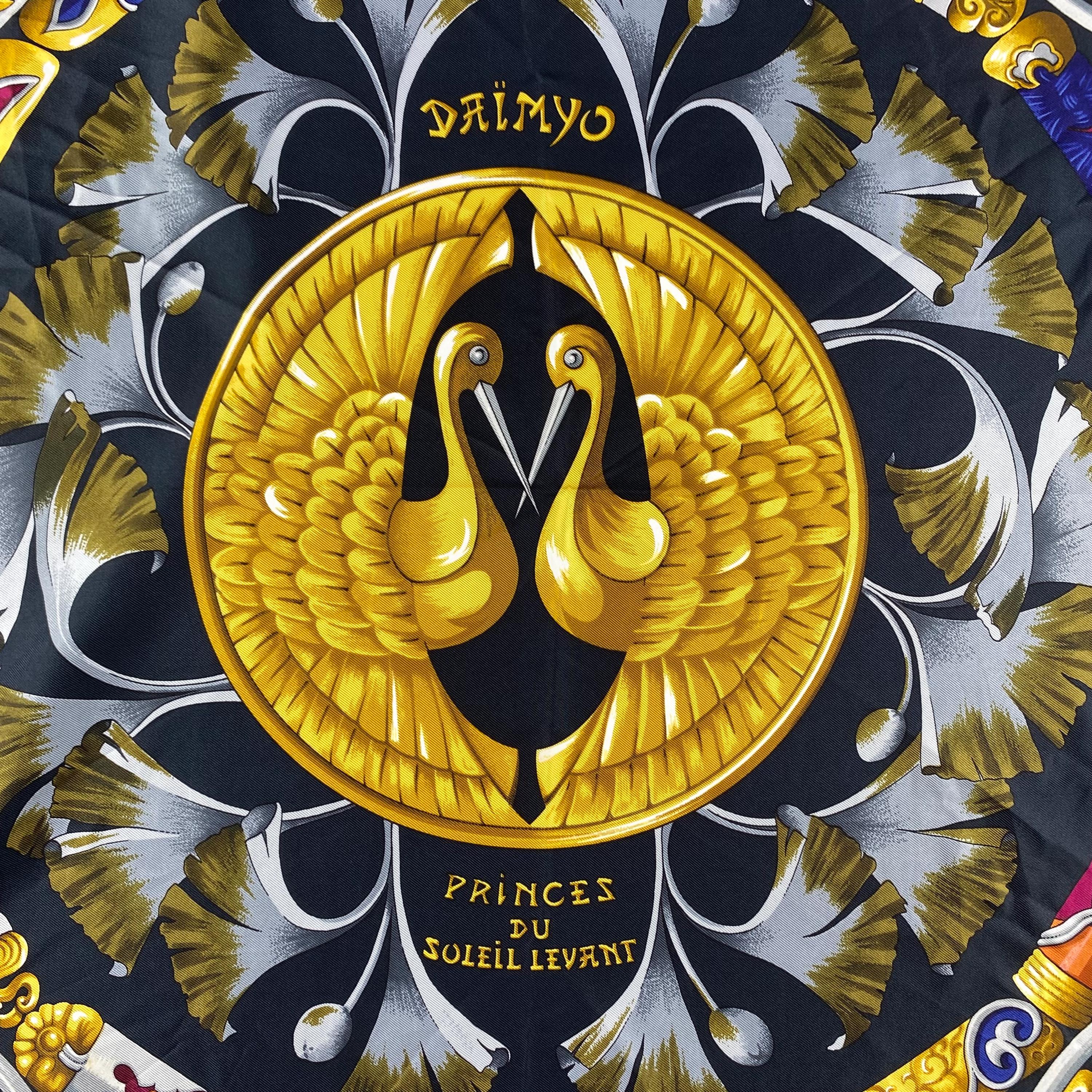 Vintage Hermes Daimyo, Princes Du Soleil Levant Silk Scarf Hermes
