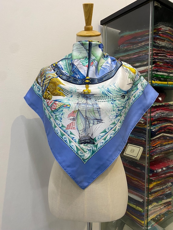 ヴィンテージ エルメス ヴィヴ ル ヴァン シルク スカーフ エルメス