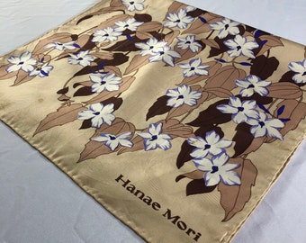 Foulard En Soie Vintage HANEA MORI - 80x82 Cm - Couleur Violet - Occasion