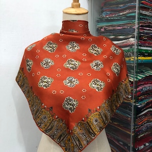 Vintage Silk Scarf, Twill Silk Scarf, Vintage Silk Muffler, Vintage Neck Scarf, Vintage Neck Accessories, Vintage Italian Silk Scarf,