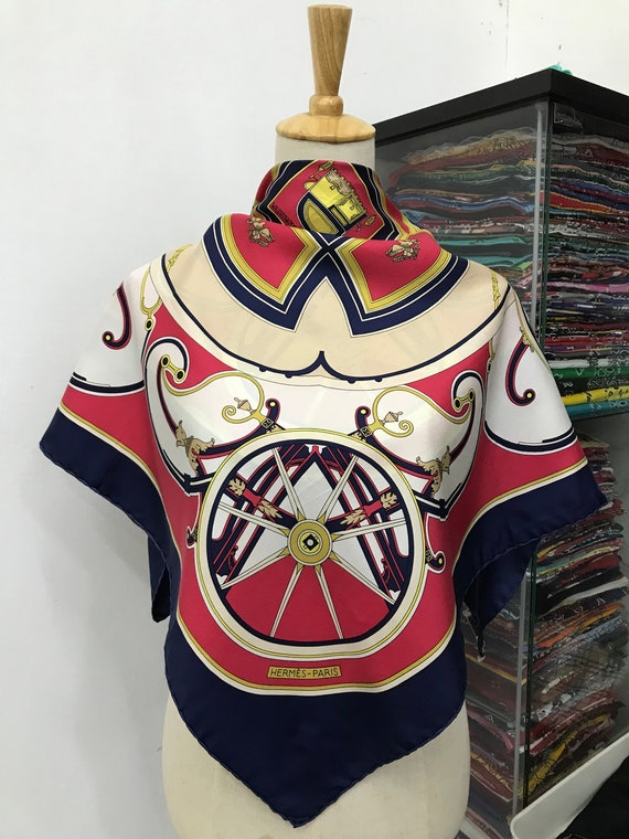 トップス HERMESVintage Carriage Design Silk Scarf Vintage Hermes Washington's Carriage Hermes Scarf, Vintage