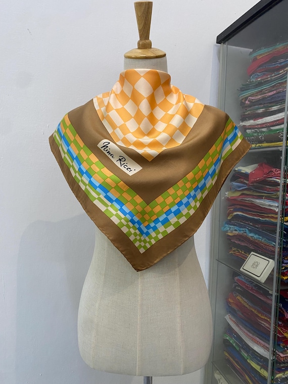 Vintage Nina Ricci Silk Scarf Neckerchief Neckwear Muffler Ribbon