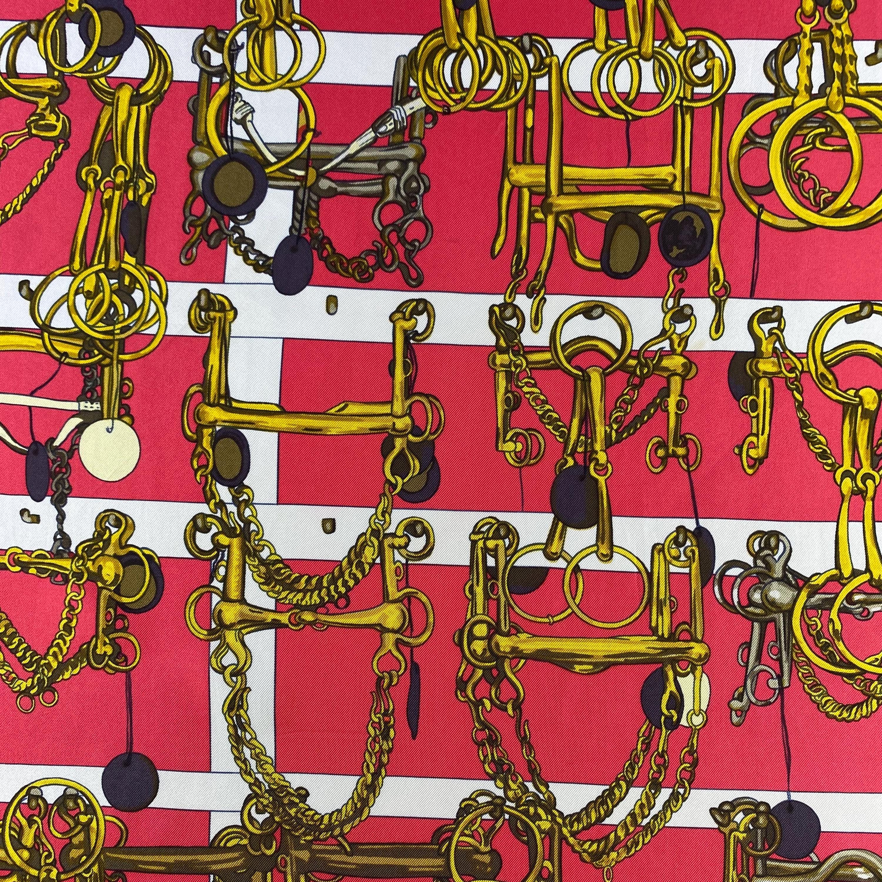 Vintage Hermes Mors Et Filets Silk Scarf Vintage Hermes Key Scarf