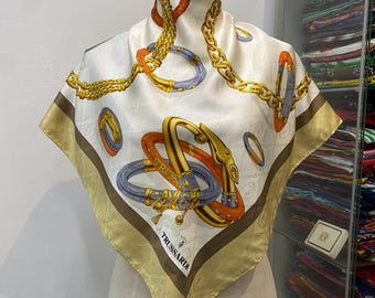 Vintage Trussardi Silk Scarf Trussardi Silk Muffler Vintage Silk Scarf Trussardi Silky Scarf Vintage Chain Silk Scarf Silk Neckerchief