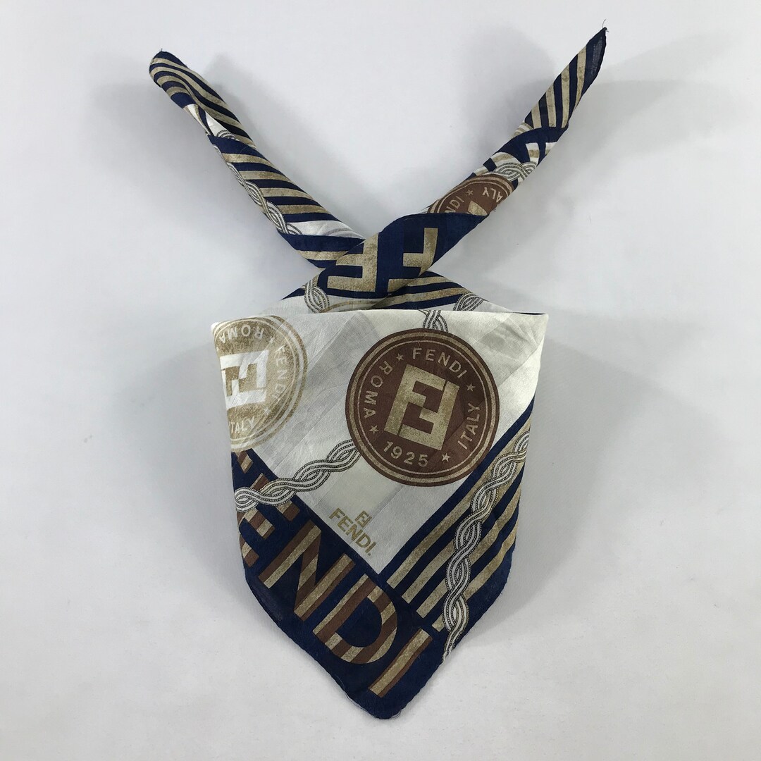 FENDI Logo Monogram Vintage Green Bandana Scarf main image 1