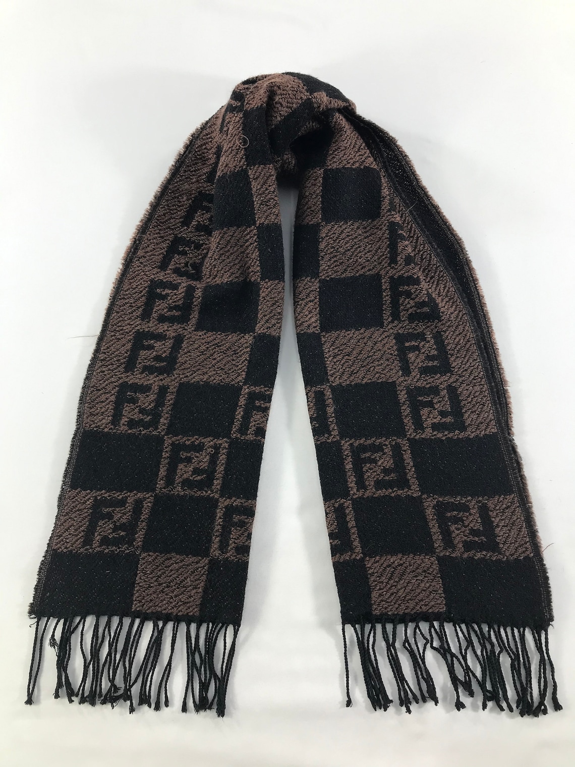 Fendi - Camel FF jacquard wool scarf - scarves - FXS124I17F0NOT