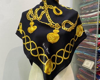 Vintage Nina Ricci Silk Scarf Nina Ricci Silk Shawl Nina Ricci Silk Muffler Vintage Nina Ricci Silk Neck Scarf Nina Ricci Foulards