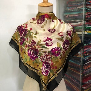 Vintage Silk Scarf, Twill Silk Scarf, Vintage Silk Muffler, Vintage Neck Scarf, Vintage Neck Accessories, Vintage Italian Silk Scarf,