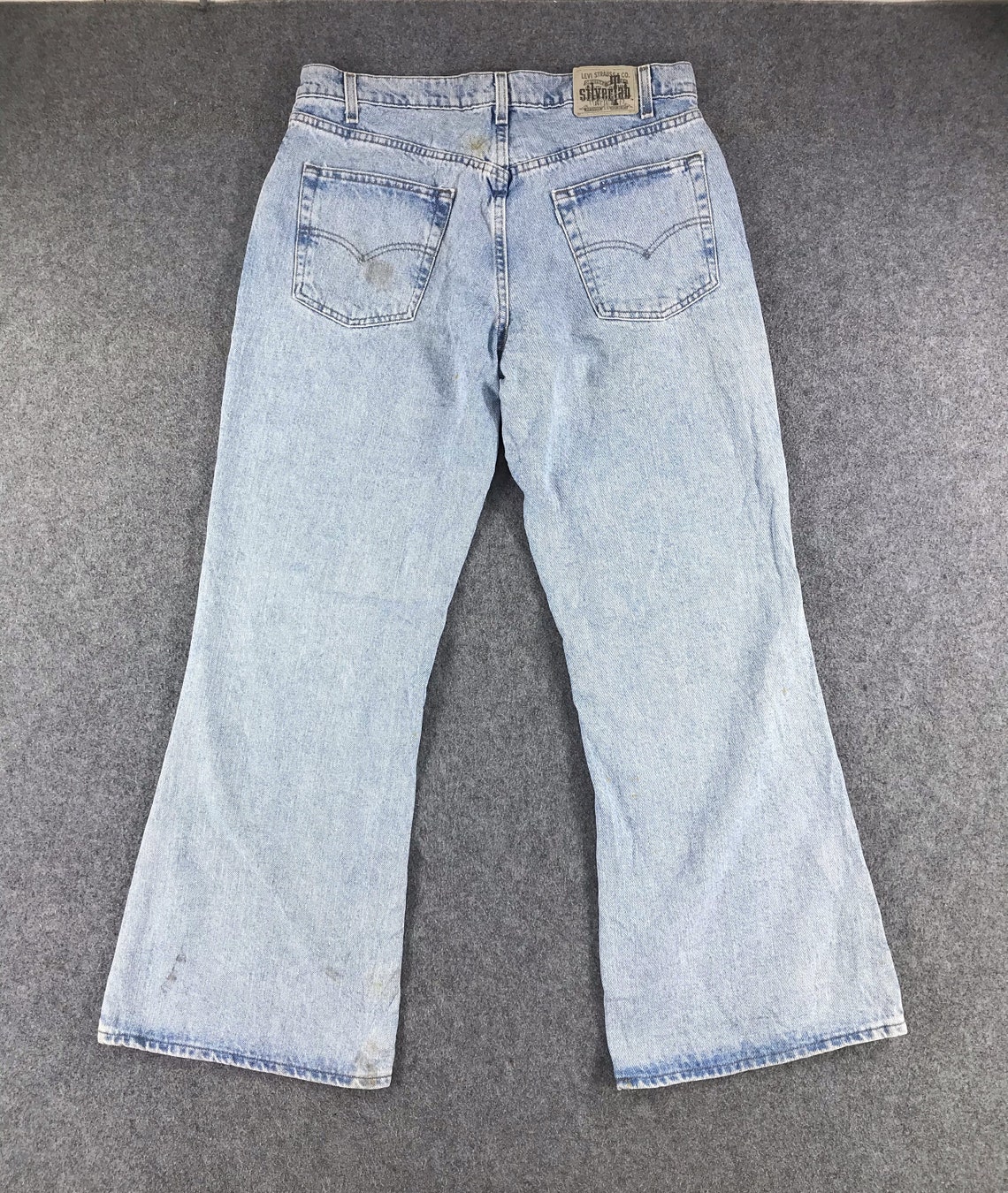 Vintage Levis Silver Tab Flare Jeans 36x31 Faded Denim Grunge Etsy